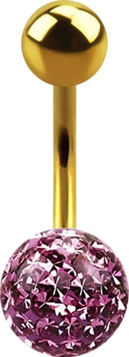 Immagine prodotto Star Piercing Banana placcata in oro con sfera e sfera di cristallo strato protettivo epossidico viola chiaro (senza ottone, Titanio G23)