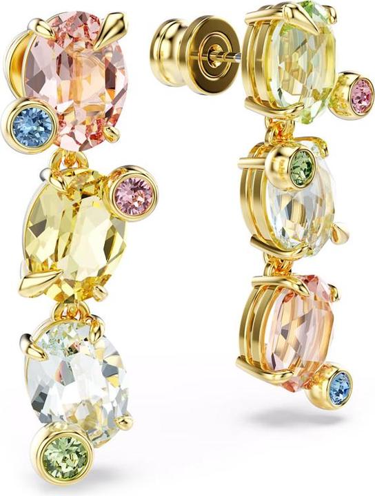 Swarovski Gema Drop Ohrhänger Asymmetrisches Design Verschiedene Schliffe Mehrfarbig Gold (Swarovski Metall)