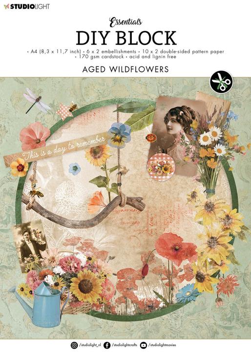 Image du produit art by marlene Bloc de papier DIY "Aged Wildflowers" 32 feuilles A4 Essentials