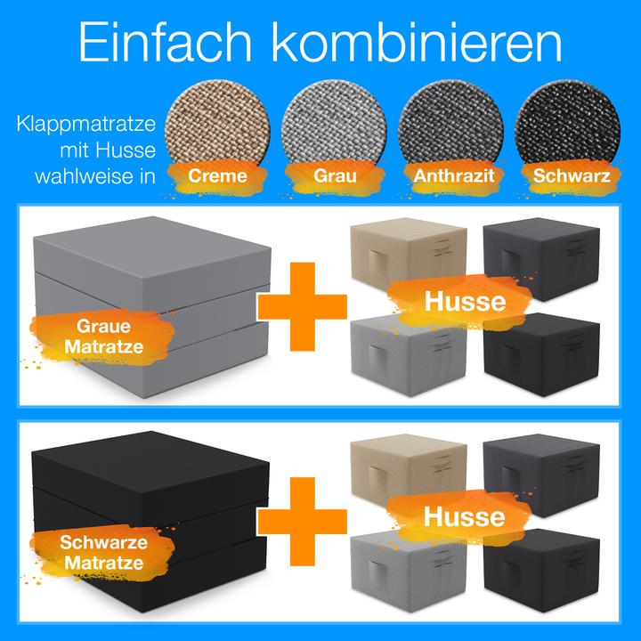 Immagine prodotto Bestschlaf Materasso pieghevole con copertura e borsa per il trasporto (90 x 200 cm, Nucleo di schiuma)