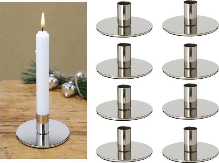 Image du produit Novaliv 8x Porte-bougies en métal ARGENT 10x5cm Noël Déco Plat à bougies Pin à bougies (10 x 5 cm)