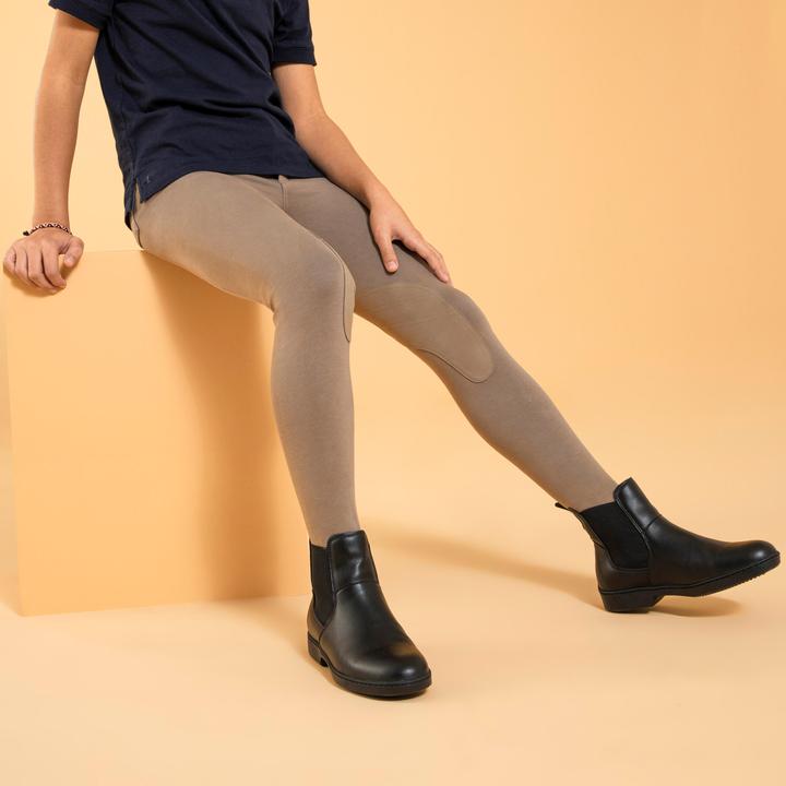 Actual product image Fouganza Riding breeches 140 knee patches children brown (128)