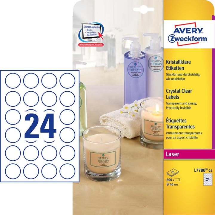 Actual product image Avery Crystal clear labels