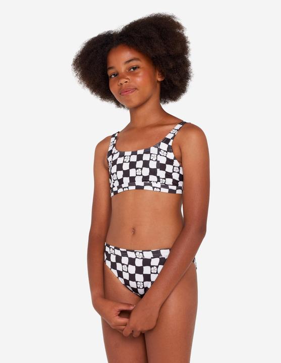 Actual product image Olaian Bikini-Oberteil Mädchen Bustier verstellbar 500 Nora schwarz/weiss (12, 13, 14)