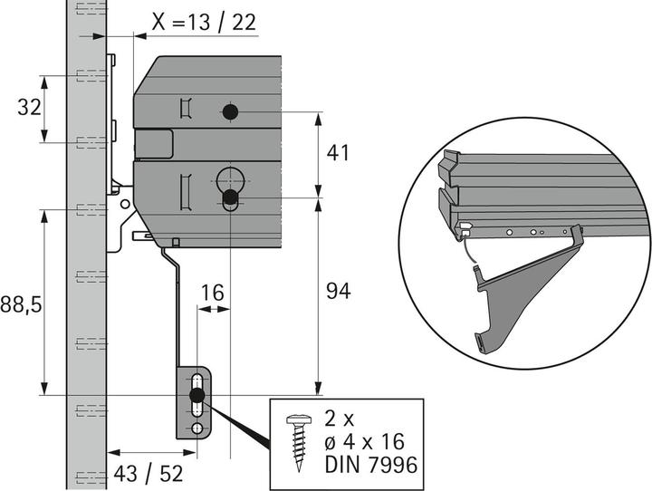 Image du produit Hettich Supports de fascia pour les cadres de dossiers suspendus et les tiroirs larges (1 pcs)