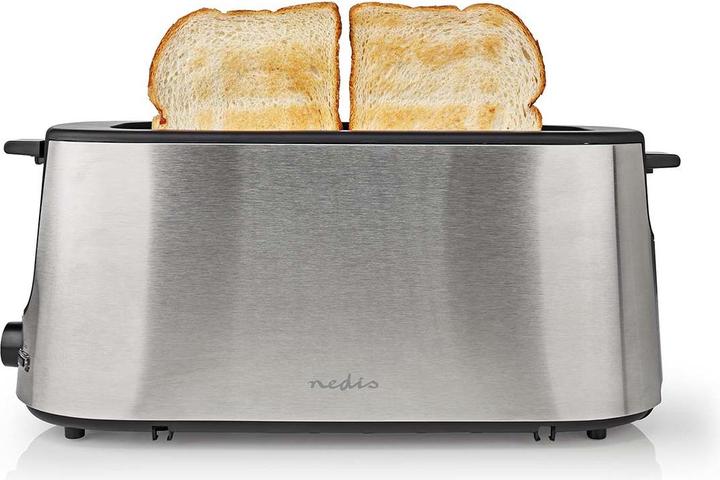 Actual product image Nedis Toaster stainless steel series 1 slot Browning levels: 6 Defrost function Bread roll attachment (EU plug)