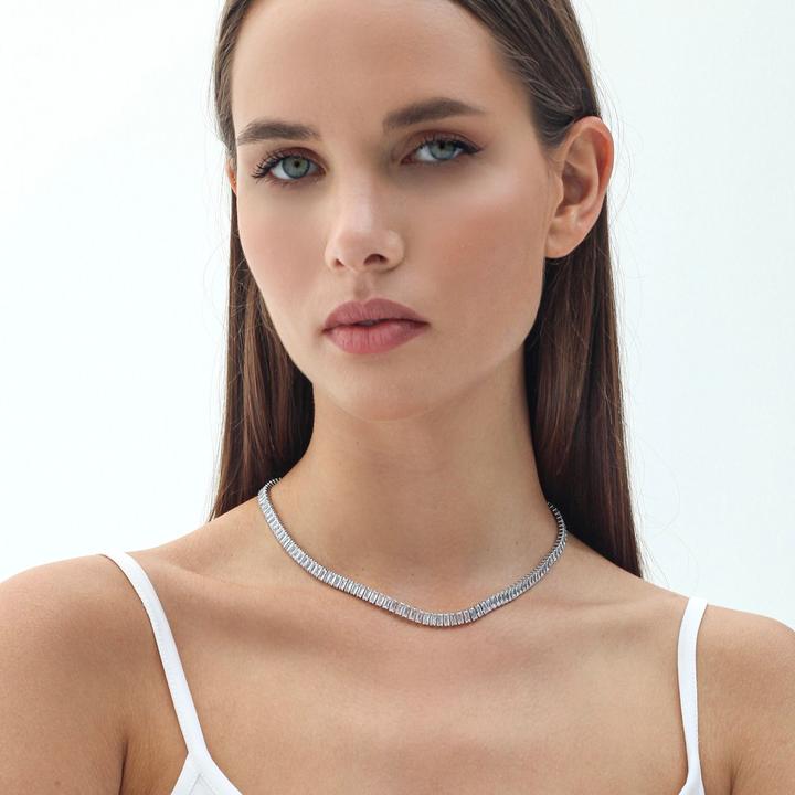 Actual product image Sensora Jewelry Baguette Necklace (Stainless steel)