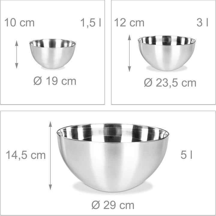 Actual product image Relaxdays Mixing Bowl 3 Piece Set (5 l, 1 x)