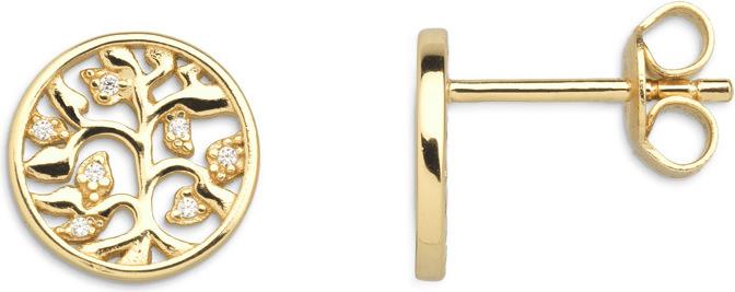 Actual product image Xenox Symbolic Power Tree of Life Gold Stud Earrings (Silver 925)