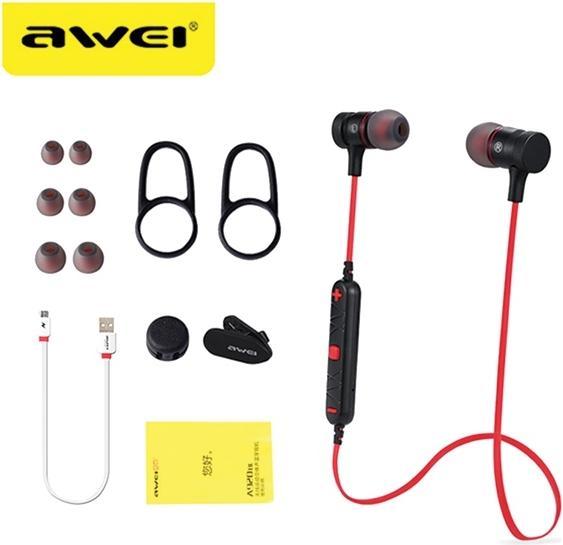 Actual product image Awei słuchawki sportowe Bluetooth A920BL czarny/black magnetyczne (ANC, 6 h, Cable)
