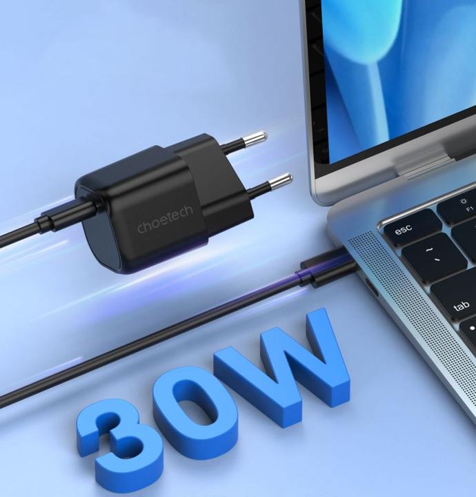 Actual product image Choetech GaN USB charger Type C PD 30W black (PD5007) (30 W)