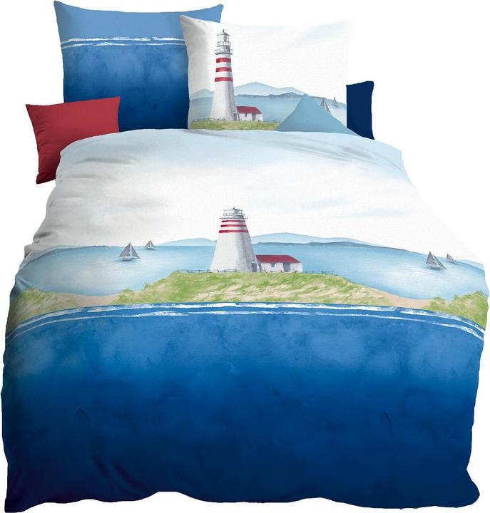 Produktbild Kaeppel Seersucker Bettwäsche Lighthouse marine (Bettwäsche Set, 135x200 cm + 80x80 cm)