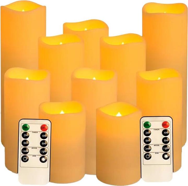 Cbx 10 candele LED senza fiamma con telecomando e funzione timer (10 x)