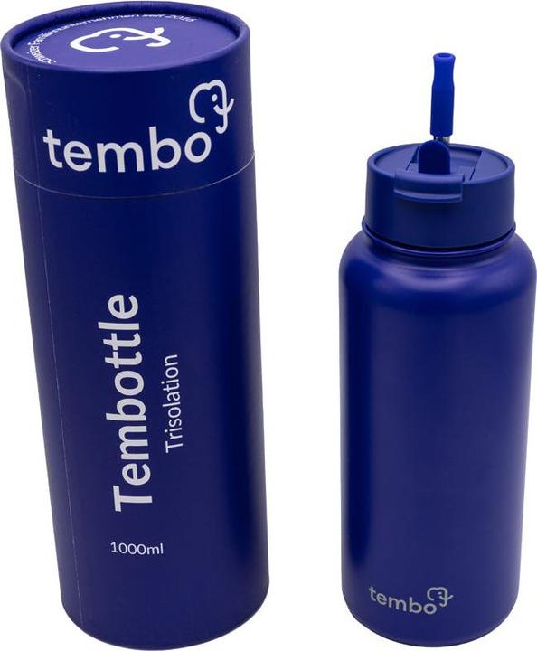 Actual product image Tembo Tembottle Trisolation Dreifach Isolierte Edelstahlflasche in Dunkelblau 1000ml (1 l)