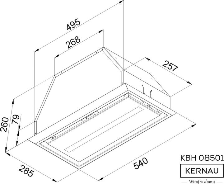 Immagine prodotto Kernau KBH 08501 X Cappa da incasso Acciaio inox ³/h C (Cappuccio a schermo piatto)