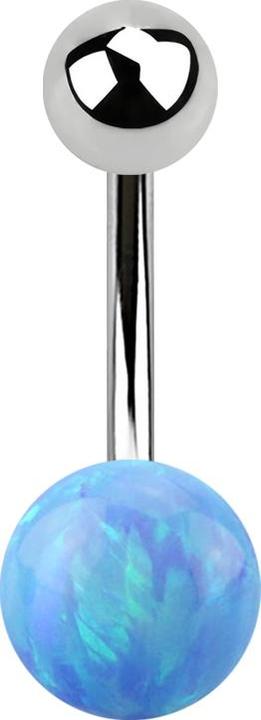Produktbild Star Piercing Banane silber mit Kugel und Kugel Opal hellblau (ohne Messing, Chirurgenstahl 316L)