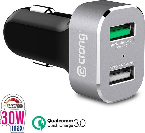 Actual product image Crong Power įkroviklis 2x USB-A 3 A (CRG-PWRC-USB30-ALU)