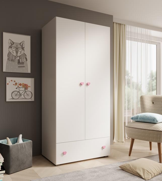 Produktbild ADRK Furniture Schrank Emily mit Drehtüren und einem griff in Herzform (rosa) (80 cm)