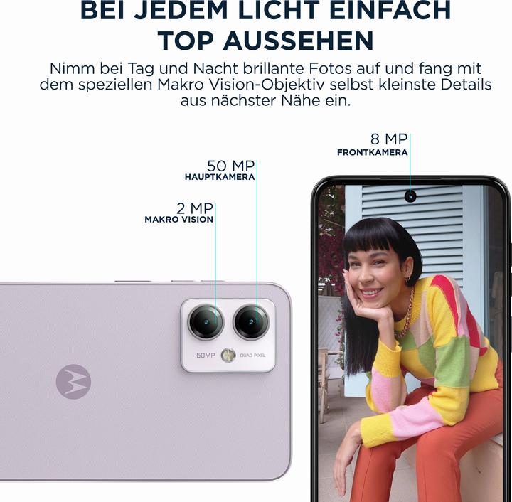 Actual product image Motorola Moto G14 (128 GB, Pale Lilac, 6.50", Dual SIM, 50 Mpx, 4G)