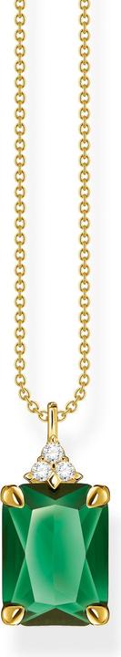 Actual product image Thomas Sabo Necklace Green Stone Gold (925 sterling silver, 750 yellow gold gilding, 40 - 45 cm)