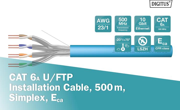 Immagine prodotto Digitus Cavo CAT6A U-FTP Raw Ins. 500m (U/FTP, CAT6a, 500 m)