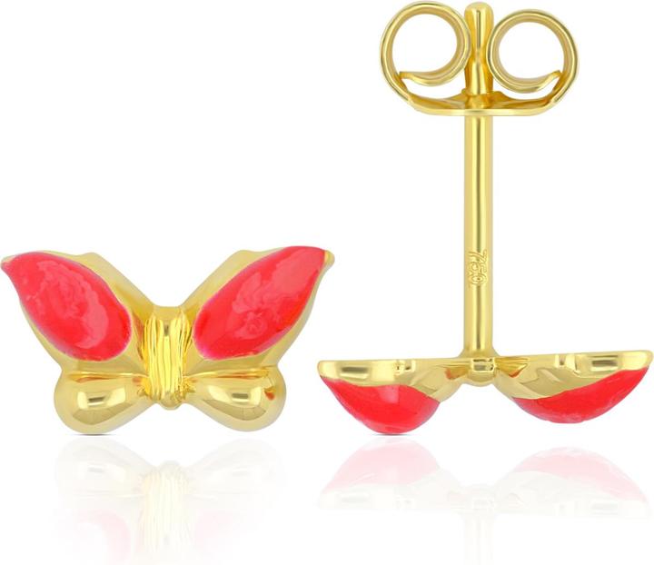 Image du produit Muau Studs butterfly yellow gold 750 red/white 10mm (Or jaune 750/18K)