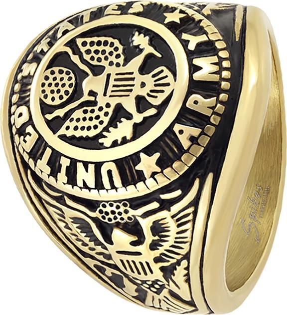 Produktbild Star Piercing Ring vergoldet US Army Adler mit Flagge (60, Stahl)
