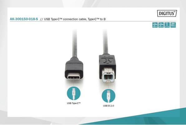 Produktbild Digitus USB C – USB B (1.80 m, USB 2.0)