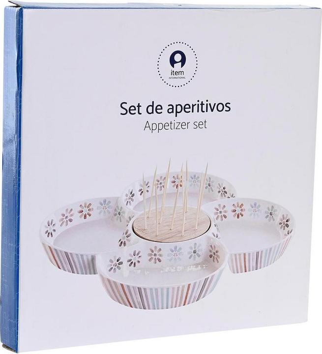 Image du produit DKD Home Decor Tablett für Snacks Bunt 22 x 22 x 3 cm Steingut