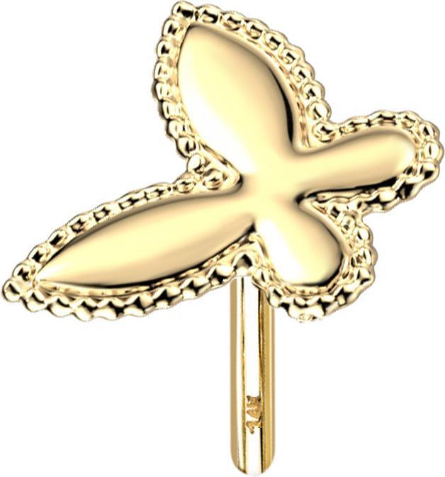 Produktbild Star Piercing Threadless 14k gold Schmetterling mit Kugelrand (14k Gold, ohne Messing)