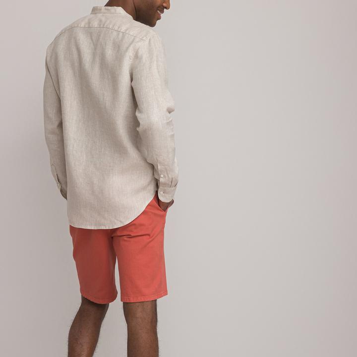 Actual product image La Redoute Collections Signature straight linen shirt with stand-up collar (3XL)