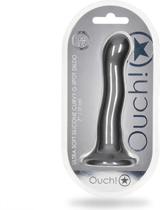 Image du produit Ouch! Ultra Soft Curvy G-Spot Dildo - 7" / 17 cm - Gun Metal