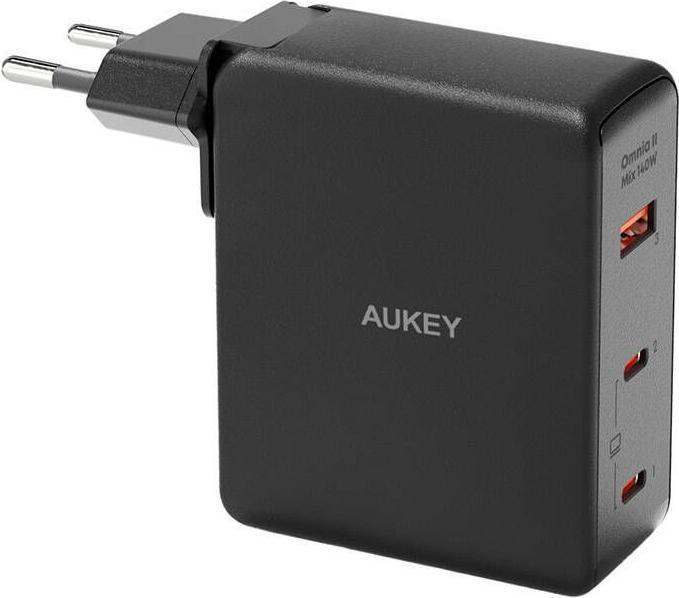 Produktbild Aukey Wall charger PA-B7O, 1xUSB-A, 2xUSB-C, 140W GaN (black) (140 W)