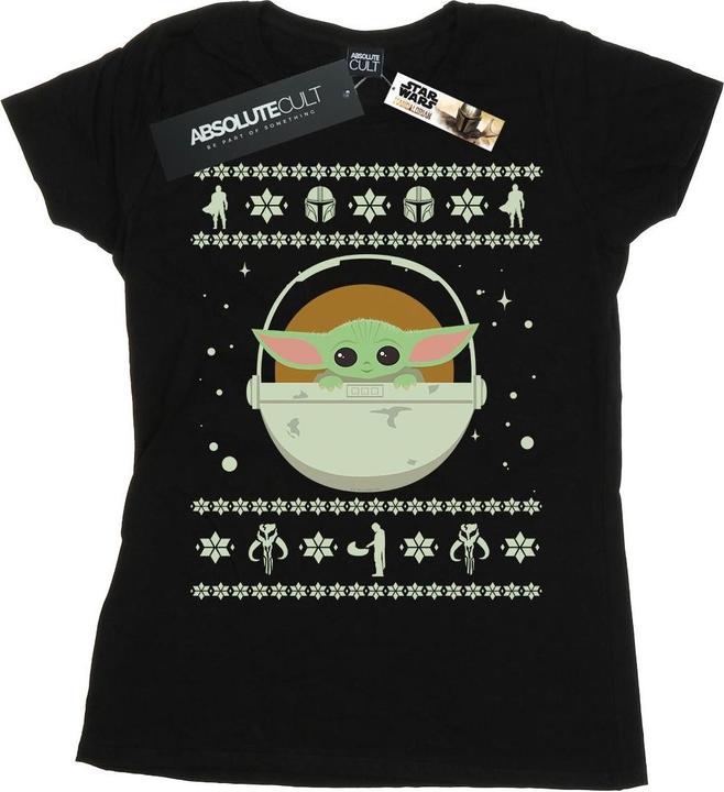 Actual product image Star Wars Womens/Ladies The Mandalorian The Child Christmas Cotton T-Shirt (XL)