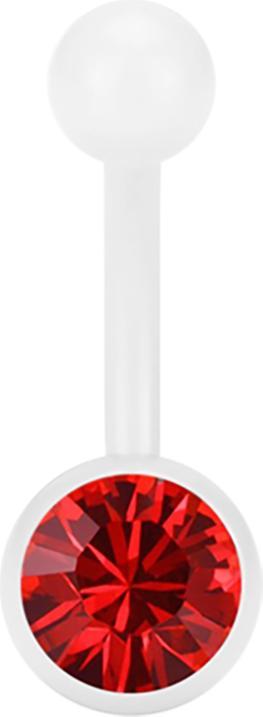 Produktbild Star Piercing Banane Pure White mit Swarovski Kristallkugel rot (ohne Messing, Chirurgenstahl 316L)
