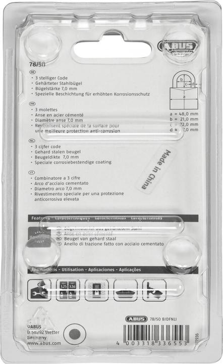 Produktbild Abus Zahlenhangschloss 78