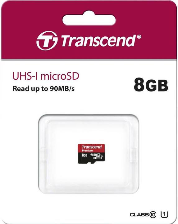 Produktbild Transcend 8GB MICROSDHC CLASS 10 UHS-I (8 GB, microSDHC, U1, UHS-I)