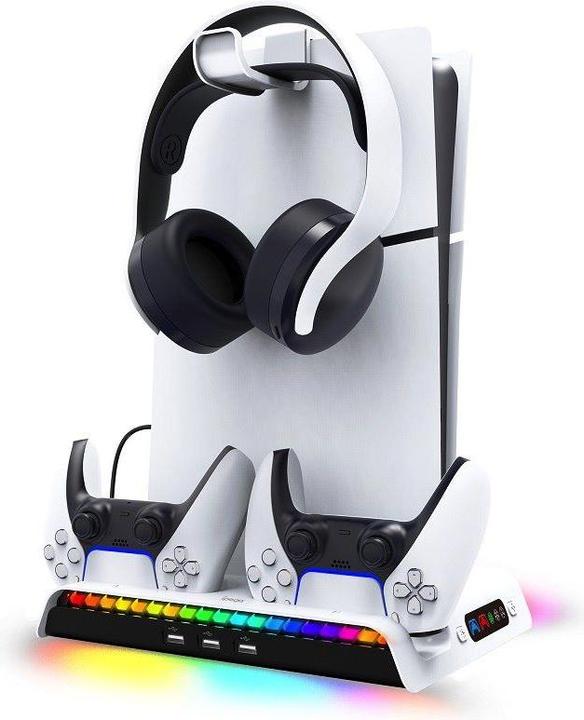 - iPega P5S006 Multifunctional Charging RGB Stand with Cooling for PS5 Slim White (PS5)