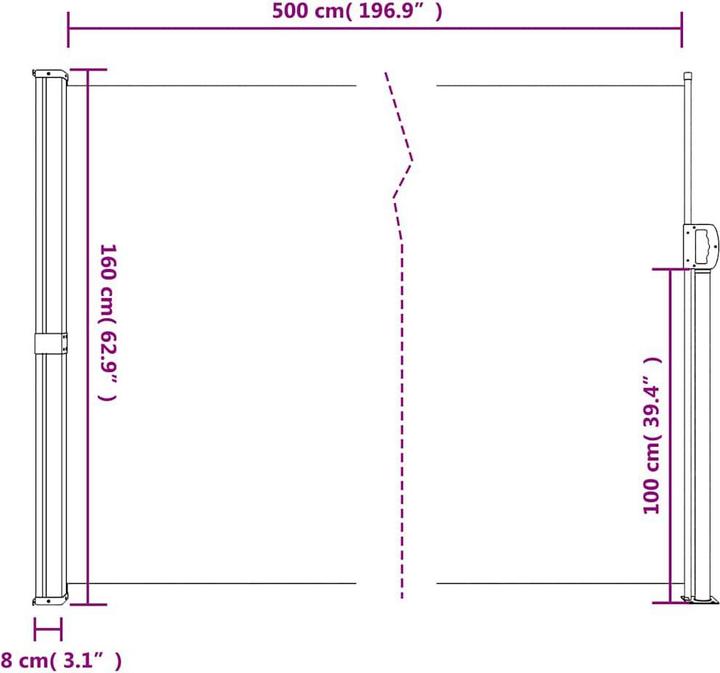 Actual product image VidaXL Extendable side awning (1.60 m)