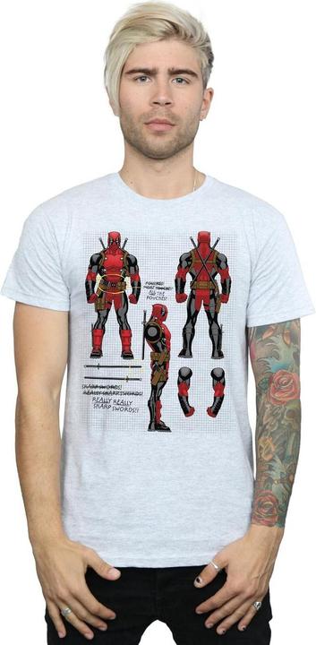 Actual product image Mens Deadpool Action Figure Plans T-Shirt (XL)