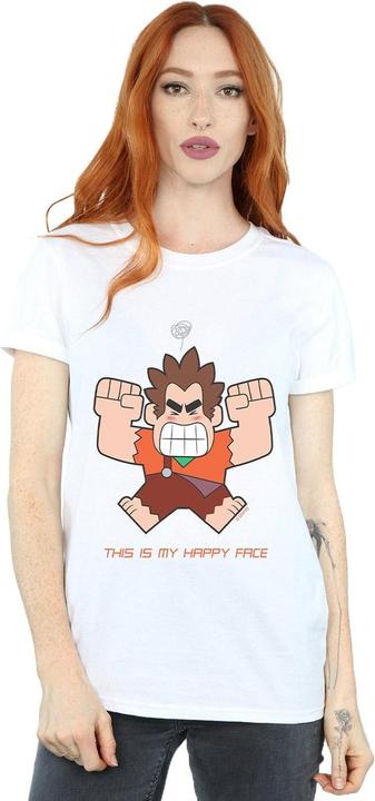 Actual product image Disney Womens/Ladies Wreck It Ralph Happy Face Cotton Boyfriend T-Shirt (XXL)