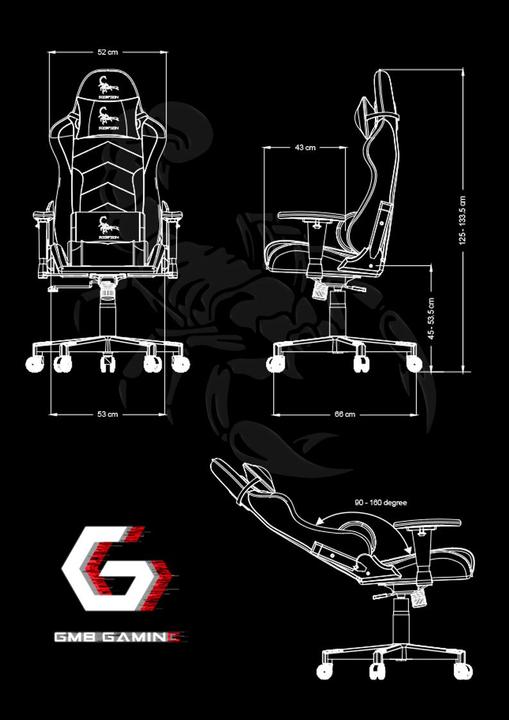 Actual product image Gembird Gaming chair SCORPION juodas/red mesh