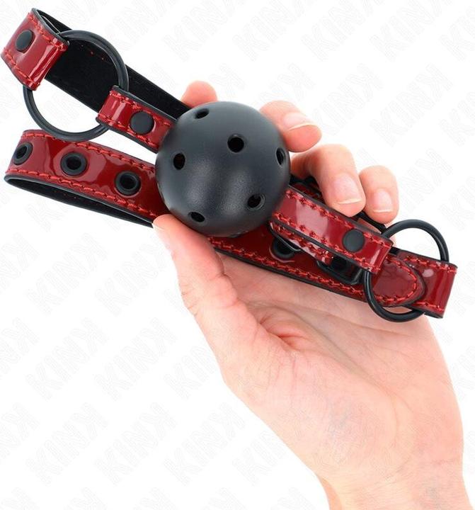 Actual product image Kink GLOSSY ARTIFICIAL LEATHER BALL 4.5 CM Gag 63.5 X 2 CM ADJUSTABLE 41 X 59 CM
