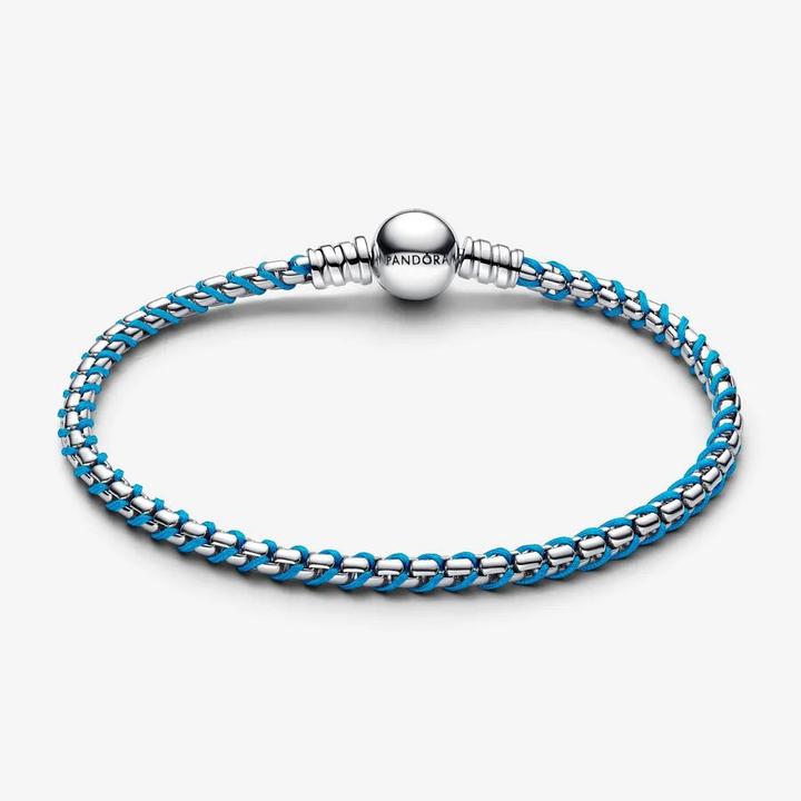 Immagine prodotto Pandora Bracciale a catena con cordoncino blu (18 cm, Argento 925, Tessuto)