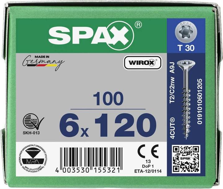 Produktbild Spax Spanplattenschrauben SK T30 6,0x120 mm (100 Schrauben pro Stück)