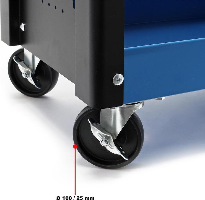 Immagine prodotto Wiltec Servante d'atelier 3 Niveaux Poignée Roues plastique Frein Étagère Rangement Bord surélevé Chariot (3 x)