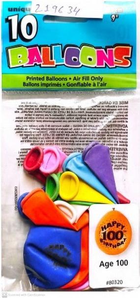 Produktbild Unique Party Ballons Latex 100. Geburtstag 10erPack (10 x)