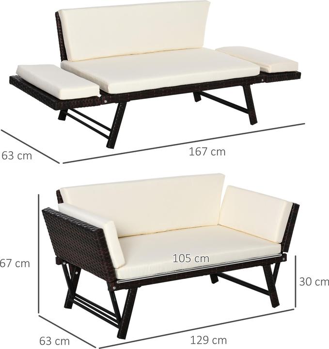 Produktbild Outsunny Gartensofa mit klappbaren Armlehnen
