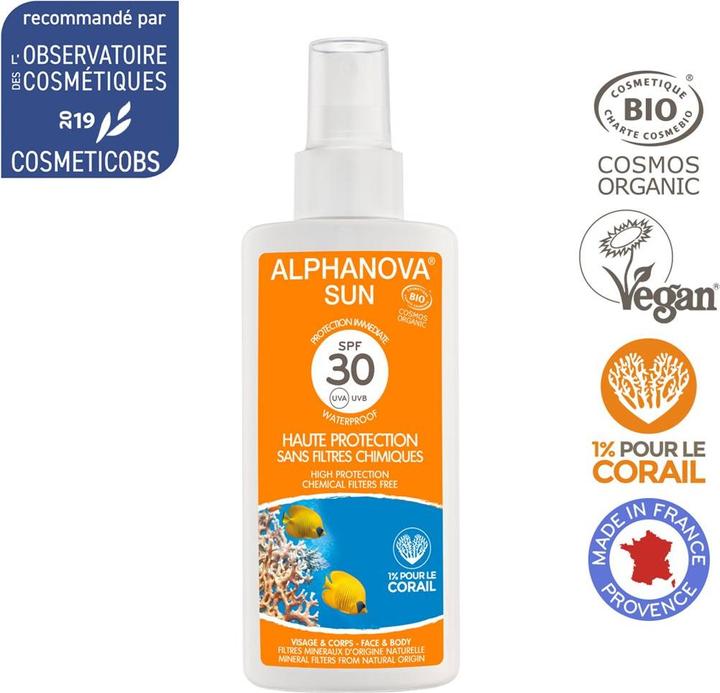 Image du produit Alphanova SUN spray bio IP30 sans nanoparticules liq (Spray solaire, SPF 30, 125 g)