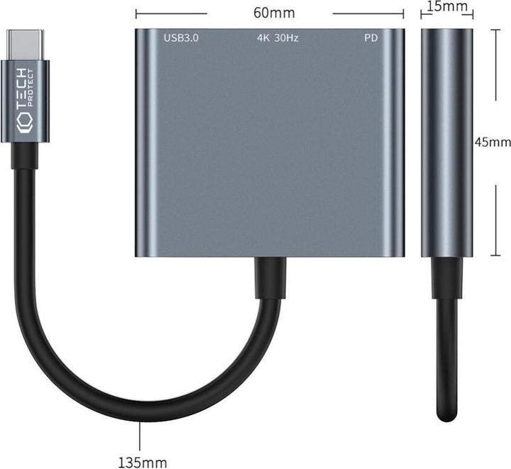Actual product image Tech-Protect V1 (USB-C, 3 Ports)